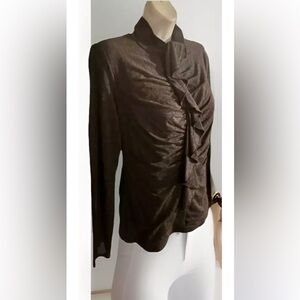 🖤CHEALSEA & THEODORE🖤 RUFFLED RUCHED MOCK NECK LONG SLEEVE RAYON STRETCH TOP